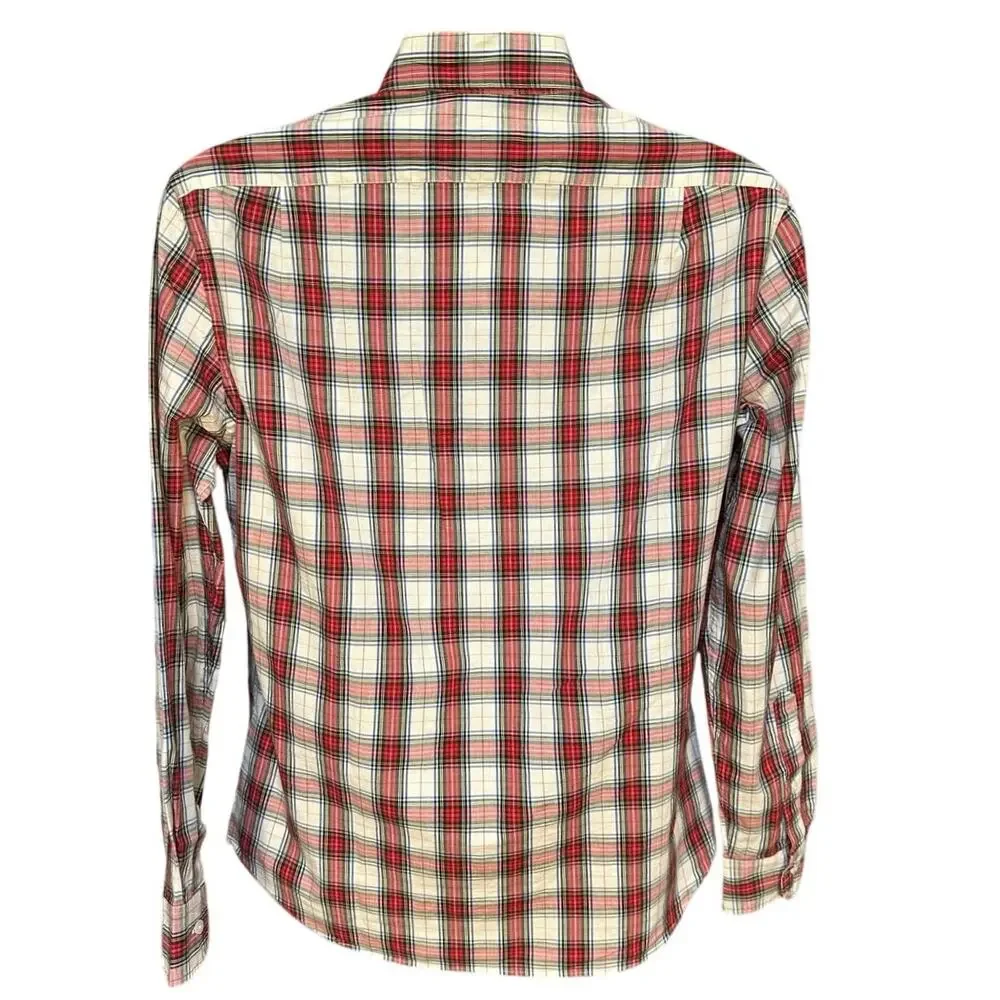 NWT J.Crew Men’s Medium Red Plaid Slim Untucked Fit Stretch Cotton Shirt
